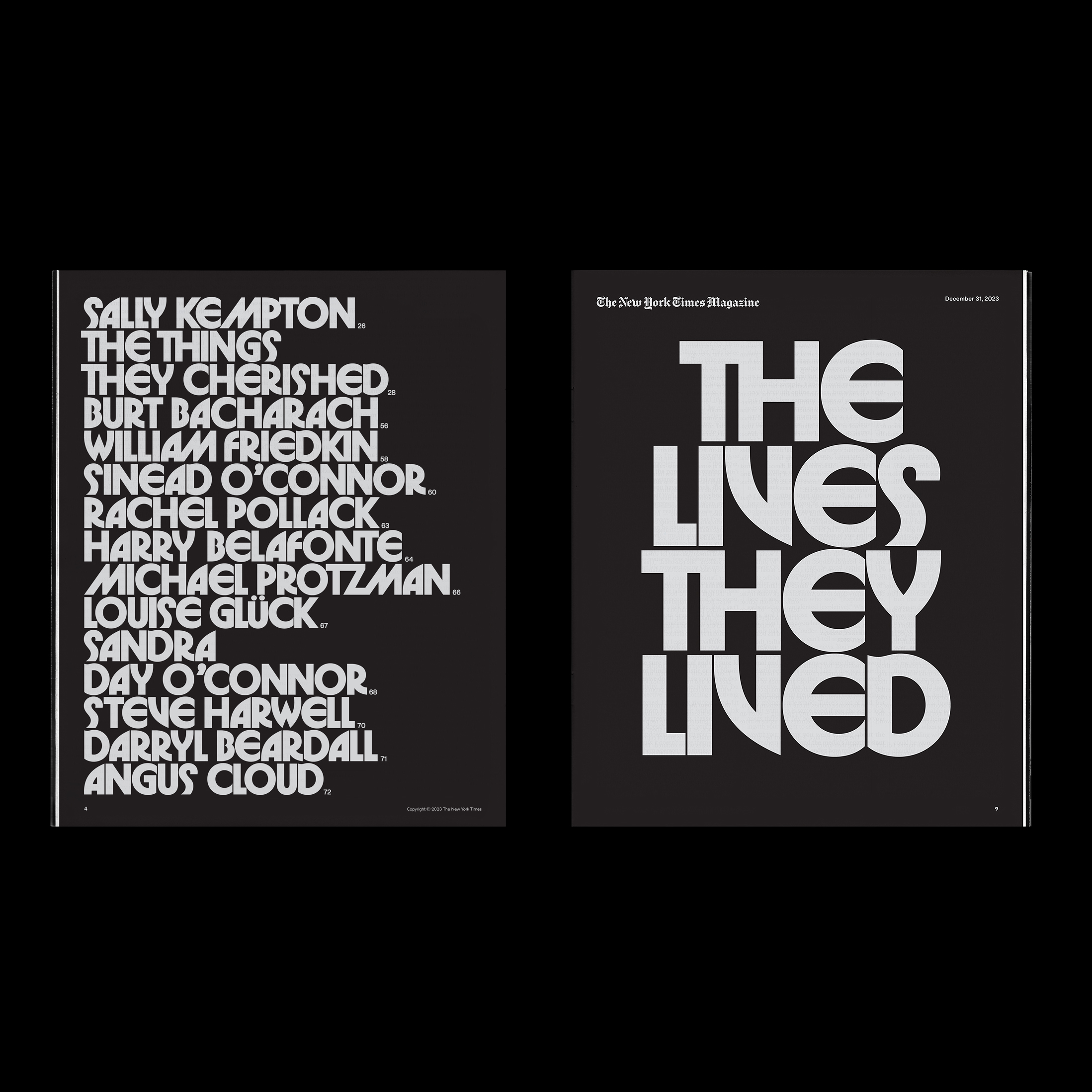 The New York Times Magazine, “The Lives They Lived” 2023 issue