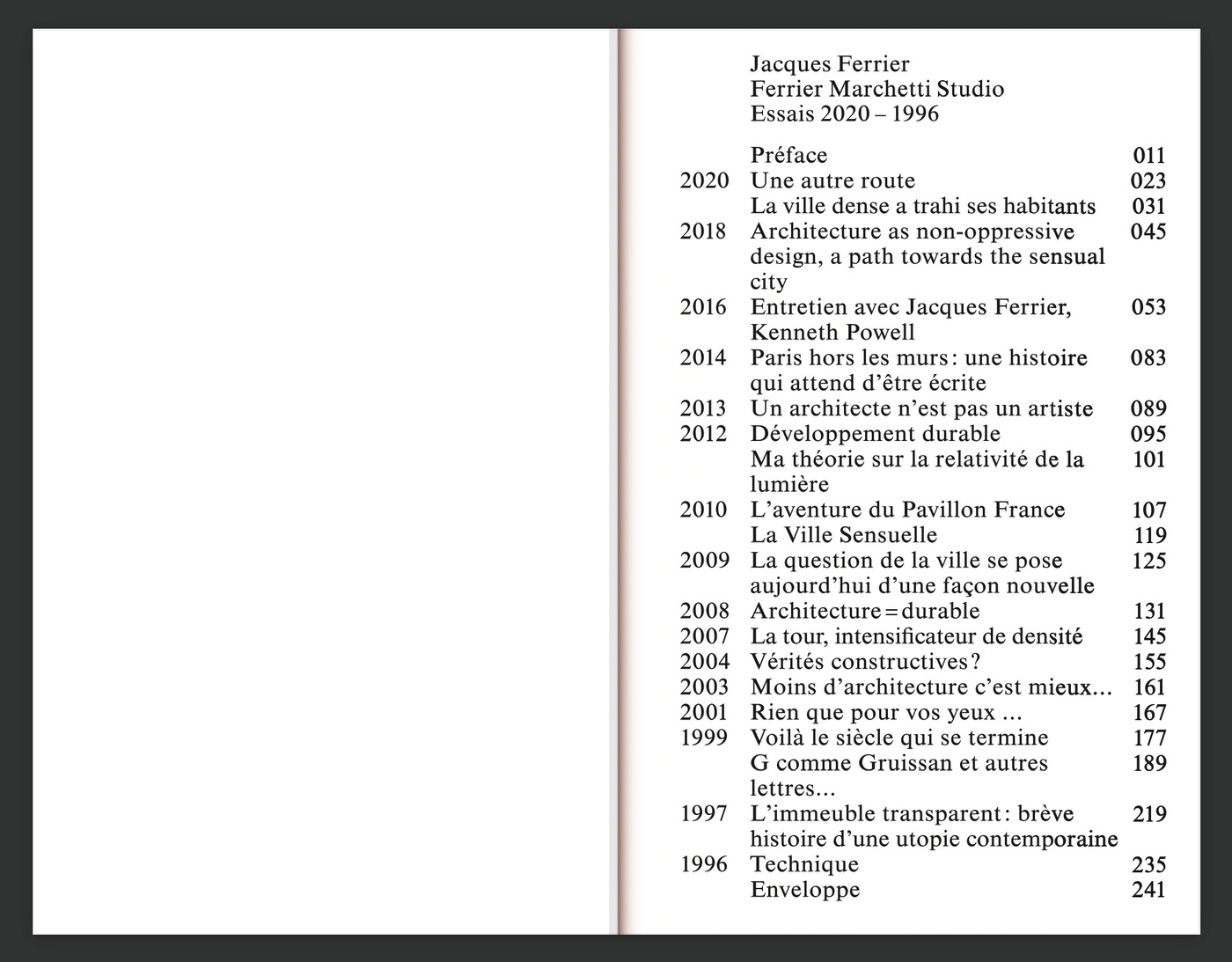 Essais, 2020–1996 by Jacques Ferrier