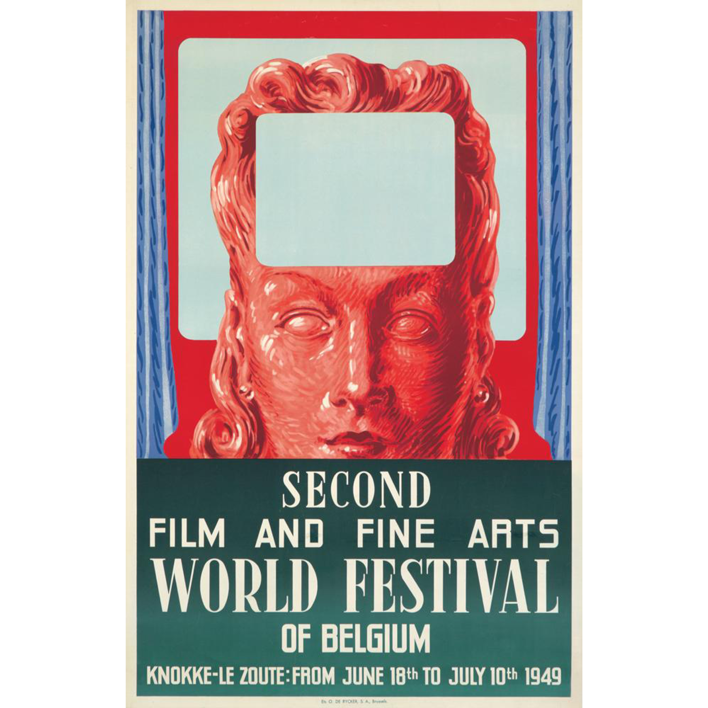 René Magritte Second film and fine arts world festival of Belgium (Knokke-le-Zoute, 18.06 - 10.07.1949). Lithography on paper. © Ch. Herscovici, with kind permission c/o SABAM Belgium 